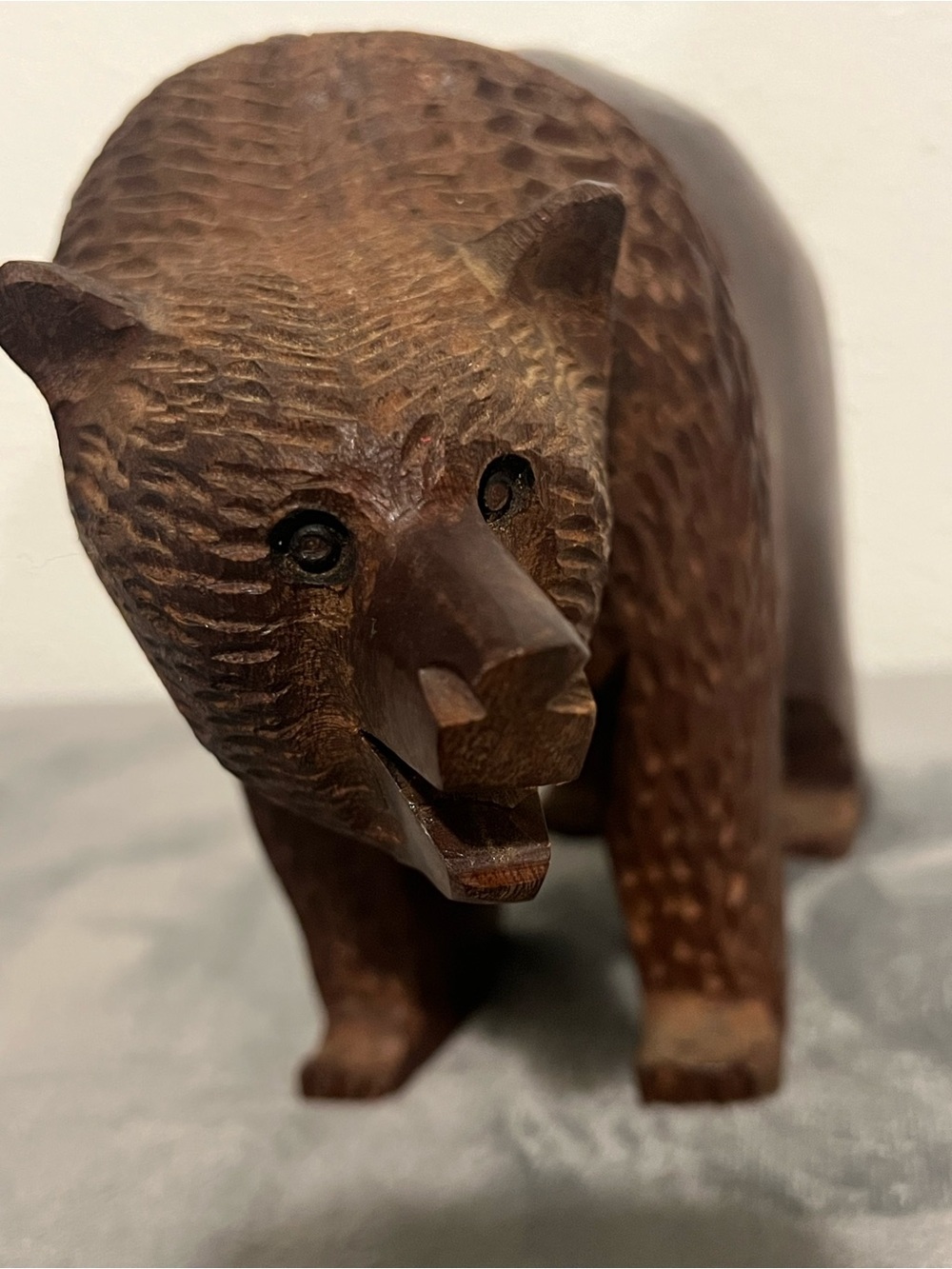 Hand-Carved Wooden Bear Sculpture - Brown - Picture 8 of 8